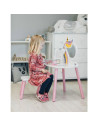 BN-40420,Set de toaleta pentru copii, Unicorn, Cu masuta si scaun din lemn, FreeON, White/Pink