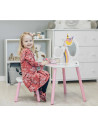 BN-40420,Set de toaleta pentru copii, Unicorn, Cu masuta si scaun din lemn, FreeON, White/Pink