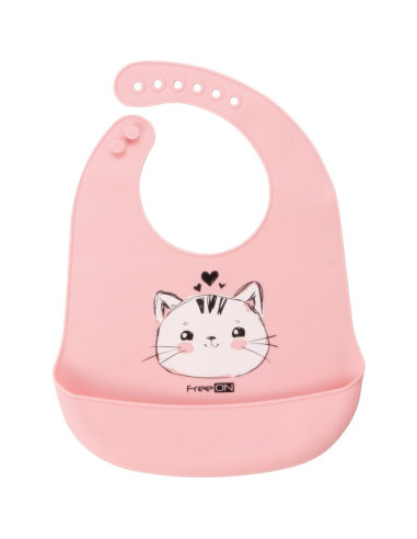 BN-39456,Baveta moale, Din silicon fara BPA, Cu buzunar, FreeON, 31 x 24 cm, Cat Pink