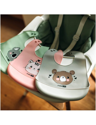 BN-39456,Baveta moale, Din silicon fara BPA, Cu buzunar, FreeON, 31 x 24 cm, Cat Pink
