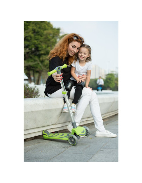 BN-39722,Trotineta pliabila, Cu roti luminoase, Reglabila in inaltime, Kick`n`Roll, 3-12 ani, Green