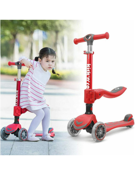 BN-43087,Trotineta cu sezut pliabila 2 in 1, Transformabila, Cu roti luminoase, Reglabila in inaltime, Kick`n`Roll, 1.5 ani-12 a