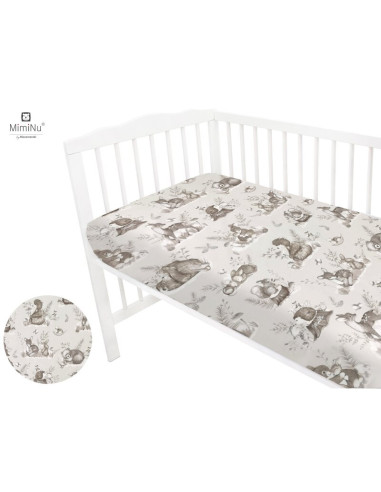 BN-6426972010191,MimiNu - Cearceaf cu elastic pentru patut 120X60 cm, Din bumbac certificat Oeko Tex Standard 100, Design, Calm 