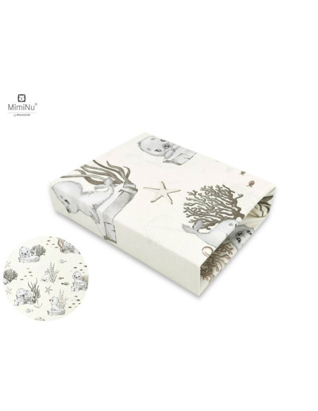 BN-6426972010214,MimiNu - Cearceaf cu elastic pentru patut 120X60 cm, Din bumbac certificat Oeko Tex Standard 100, Design, Seal 