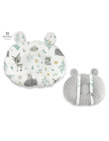 BN-6426972010252,MimiNu - Perna bebelusi Ursulet, Multifunctionala, Cu doua fete, Tesatura pufoasa minky si bumbac, Materiale ce