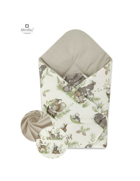 BN-6426972010320,MimiNu - Paturica de infasat cu doua fete, Cu multiple utilizari, Cu inchidere arici velcro, Dimensiune 75x75 c