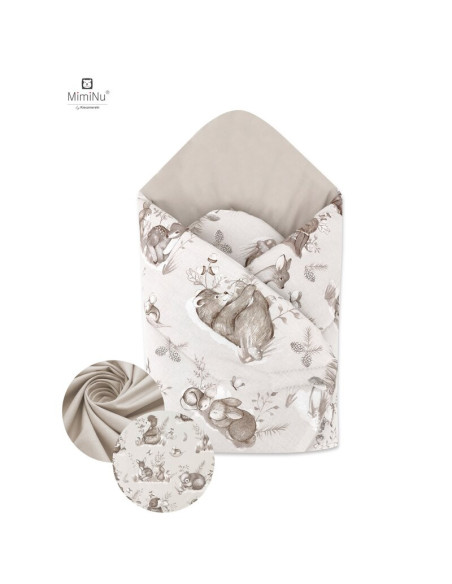 BN-6426972010337,MimiNu - Paturica de infasat cu doua fete, Cu multiple utilizari, Cu inchidere arici velcro, Dimensiune 75x75 c