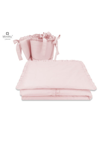 BN-6426972010412,MimiNu - Lenjerie patut 3 piese, Cu volanase, Cu protectie laterala, Din bumbac certificat Oeko Tex Standard 10