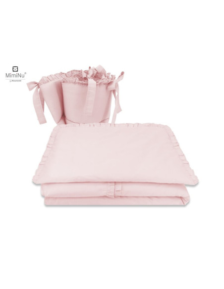 BN-6426972010412,MimiNu - Lenjerie patut 3 piese, Cu volanase, Cu protectie laterala, Din bumbac certificat Oeko Tex Standard 10