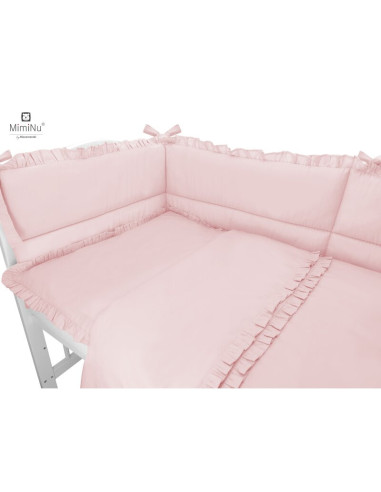 BN-6426972010412,MimiNu - Lenjerie patut 3 piese, Cu volanase, Cu protectie laterala, Din bumbac certificat Oeko Tex Standard 10