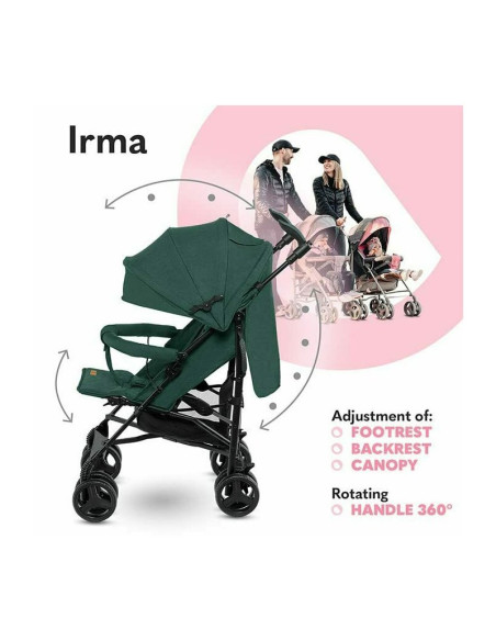 BN-LO-IRMA_GREEN/FOREST,Lionelo - Carucior sport Irma, Cu husa de picioare, Cu plasa de tantari, Conform cu standardul european 