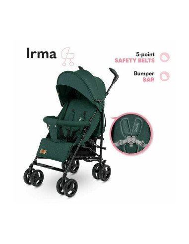 BN-LO-IRMA_GREEN/FOREST,Lionelo - Carucior sport Irma, Cu husa de picioare, Cu plasa de tantari, Conform cu standardul european 