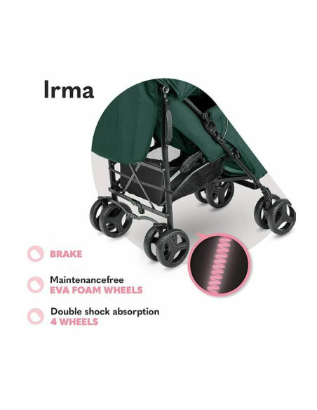 BN-LO-IRMA_GREEN/FOREST,Lionelo - Carucior sport Irma, Cu husa de picioare, Cu plasa de tantari, Conform cu standardul european 
