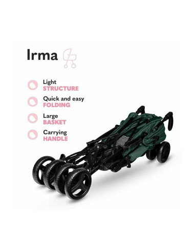 BN-LO-IRMA_GREEN/FOREST,Lionelo - Carucior sport Irma, Cu husa de picioare, Cu plasa de tantari, Conform cu standardul european 