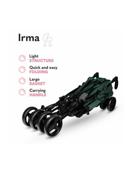 BN-LO-IRMA_GREEN/FOREST,Lionelo - Carucior sport Irma, Cu husa de picioare, Cu plasa de tantari, Conform cu standardul european 