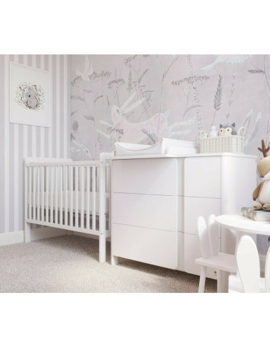 BN-YappyUno_white,Patut YappyUno din lemn, Cu suport pentru saltea reglabil, YappyKids, 120x60 cm, Alb