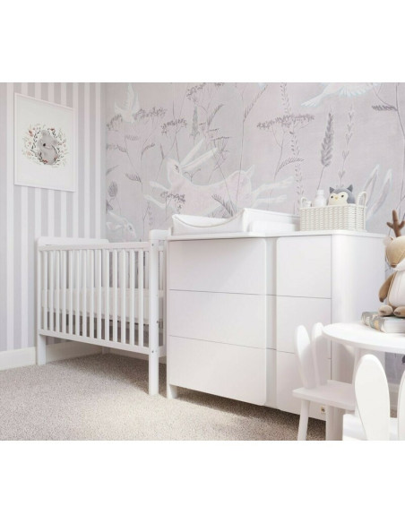 BN-YappyUno_white,Patut YappyUno din lemn, Cu suport pentru saltea reglabil, YappyKids, 120x60 cm, Alb