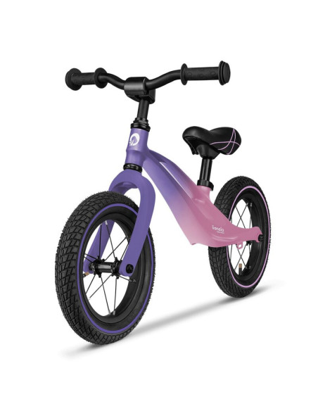 BN-LOE-BART_AIR_PINK_VIOLET,Lionelo - Bicicleta usoara Bart Air, Fara pedale, Cu roti gonflabile, Cu cadru din magneziu, Cu ghid