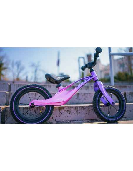 BN-LOE-BART_AIR_PINK_VIOLET,Lionelo - Bicicleta usoara Bart Air, Fara pedale, Cu roti gonflabile, Cu cadru din magneziu, Cu ghid