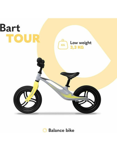 BN-LOE-BART_TOUR_GREY_STONE,Lionelo - Bicicleta usoara Bart Tour, Fara pedale, Cu cadru din magneziu, Cu ghidon si sa reglabile,