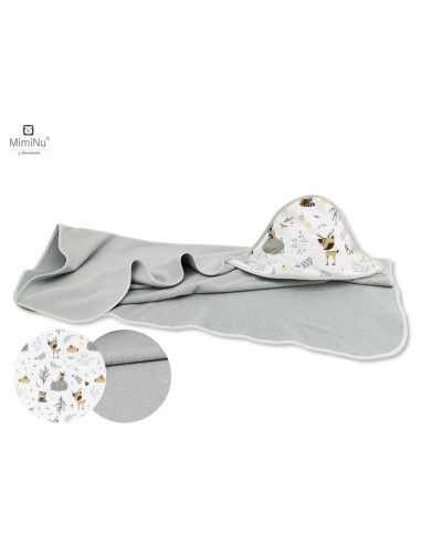 BN-6426972010528,MimiNu - Prosop mare cu gluga, Dimensiune 100x100 cm, Din bumbac si thermo fleece, Materiale certificate Oeko T