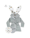 BN-6426972010535,MimiNu - Halat de baie cu urechi 6 - 36 luni, Moale, Cu buzunare, Cu cordon, Din bumbac si thermo fleece, Mater