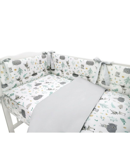 BN-6426972010597,MimiNu - Set lenjerie patut 5 piese, Cu pilota si perna, Din bumbac certificat Oeko Tex Standard 100, Pentru pa