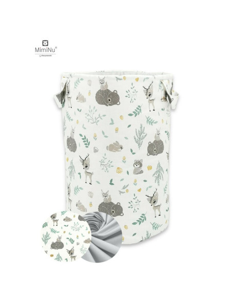 BN-6426972010603,MimiNu - Cos rotund pentru depozitare jucarii, Din bumbac certificat Oeko Tex Standard 100, Cu manere, 50x35 cm