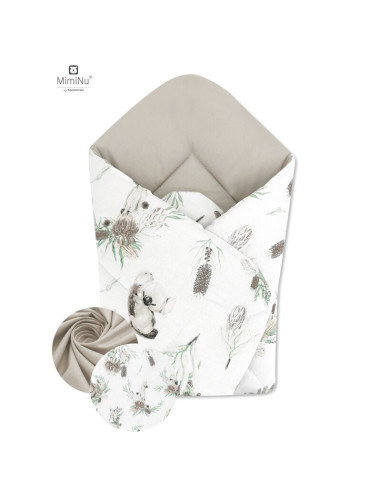 BN-6426972010719,MimiNu - Paturica de infasat cu doua fete, Cu multiple utilizari, Cu inchidere arici velcro, Dimensiune 75x75 c