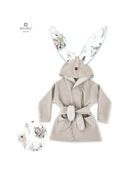 BN-6426972010733,MimiNu - Halat de baie cu urechi 6 - 36 luni, Moale, Cu buzunare, Cu cordon, Din bumbac si thermo fleece, Mater