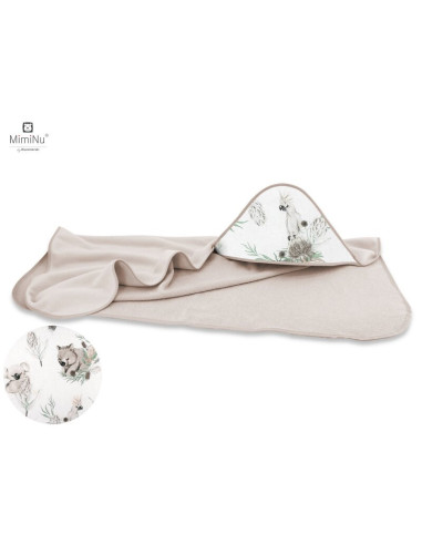 BN-6426972010740,MimiNu - Prosop mare cu gluga, Dimensiune 100x100 cm, Din bumbac si thermo fleece, Materiale certificate Oeko T
