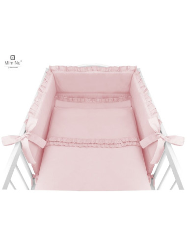 BN-6426972010788,MimiNu - Set lenjerie patut 5 piese, Cu volanase, Cu pilota si perna, Din bumbac certificat Oeko Tex Standard 1