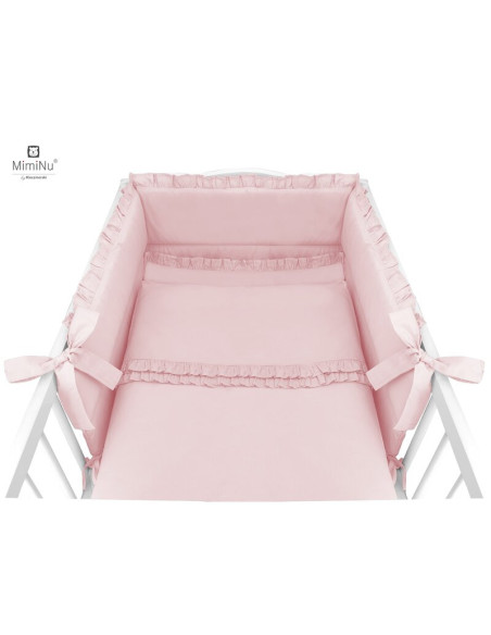 BN-6426972010788,MimiNu - Set lenjerie patut 5 piese, Cu volanase, Cu pilota si perna, Din bumbac certificat Oeko Tex Standard 1