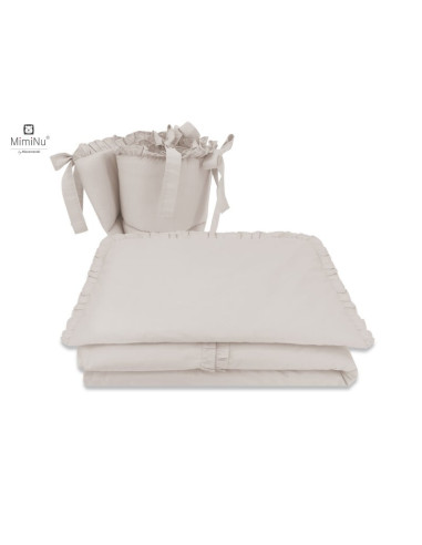 BN-6426972010795,MimiNu - Set lenjerie patut 5 piese, Cu volanase, Cu pilota si perna, Din bumbac certificat Oeko Tex Standard 1