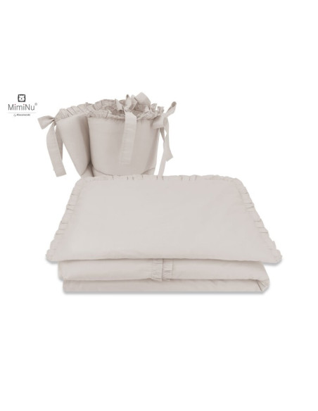 BN-6426972010795,MimiNu - Set lenjerie patut 5 piese, Cu volanase, Cu pilota si perna, Din bumbac certificat Oeko Tex Standard 1