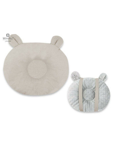 BN-6426972010894,MimiNu - Perna bebelusi Ursulet, Multifunctionala, Cu doua fete, Tesatura pufoasa minky si bumbac, Materiale ce