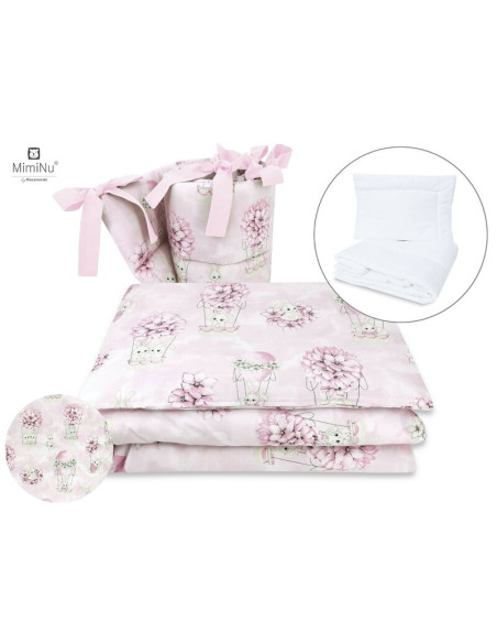 BN-6426972010948,MimiNu - Set lenjerie patut 5 piese, Cu pilota si perna, Din bumbac certificat Oeko Tex Standard 100, Pentru pa