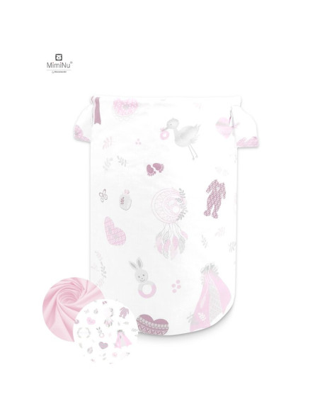 BN-6426972010986,MimiNu - Cos rotund pentru depozitare jucarii, Din bumbac certificat Oeko Tex Standard 100, Cu manere, 50x35 cm