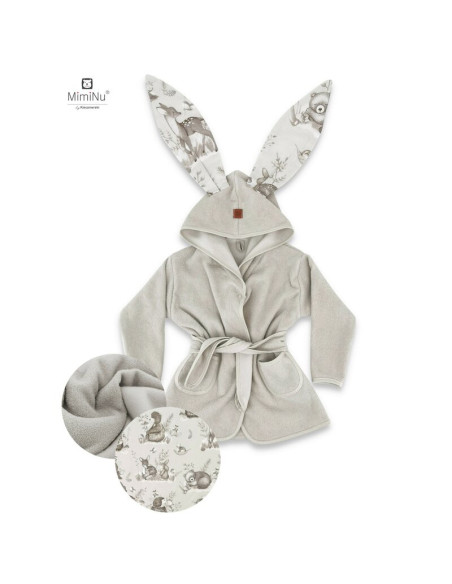 BN-6426972011020,MimiNu - Halat de baie cu urechi 6 - 36 luni, Moale, Cu buzunare, Cu cordon, Din bumbac si thermo fleece, Mater