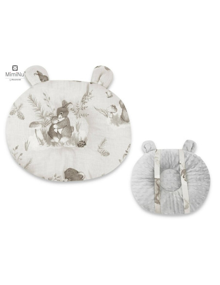 BN-6426972011068,MimiNu - Perna bebelusi Ursulet, Multifunctionala, Cu doua fete, Tesatura pufoasa minky si bumbac, Materiale ce