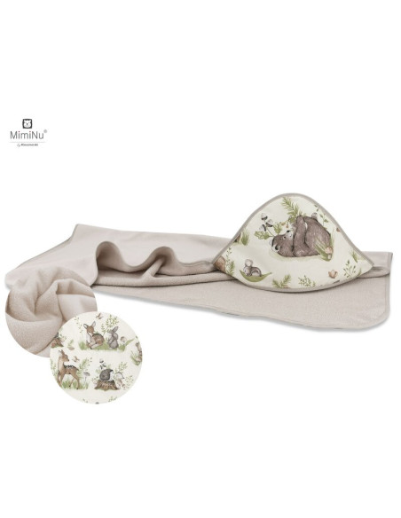 BN-6426972011129,MimiNu - Prosop mare cu gluga, Dimensiune 100x100 cm, Din bumbac si thermo fleece, Materiale certificate Oeko T