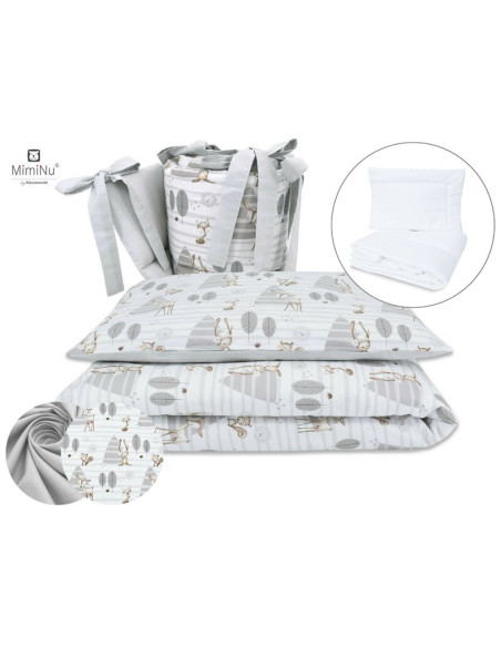BN-6426972011198,MimiNu - Set lenjerie patut 5 piese, Cu pilota si perna, Din bumbac certificat Oeko Tex Standard 100, Pentru pa