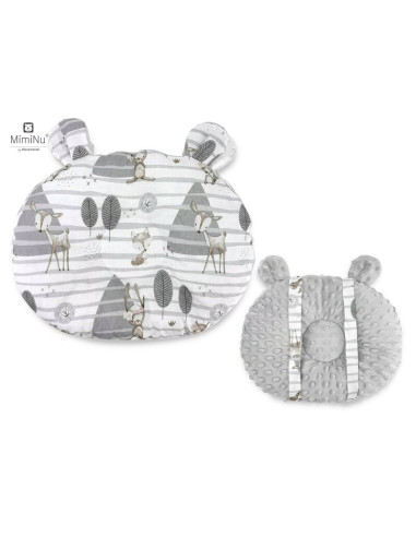 BN-6426972011204,MimiNu - Perna bebelusi Ursulet, Multifunctionala, Cu doua fete, Tesatura pufoasa minky si bumbac, Materiale ce