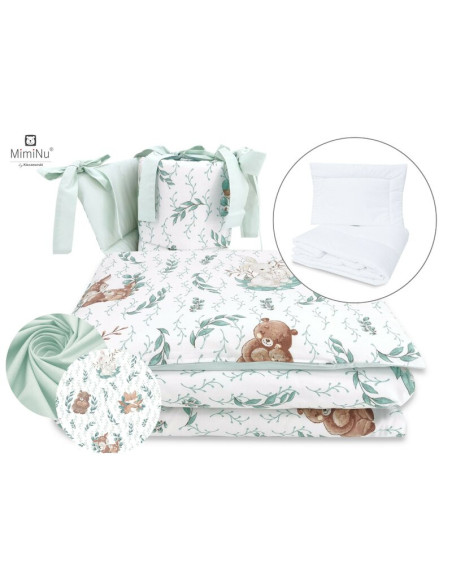 BN-6426972011259,MimiNu - Set lenjerie patut 5 piese, Cu pilota si perna, Din bumbac certificat Oeko Tex Standard 100, Pentru pa BN-6426972011259,MimiNu - Set lenjerie patut 5 piese, Cu pilota si perna, Din bumbac certificat Oeko Tex Standard 100, Pentru pa