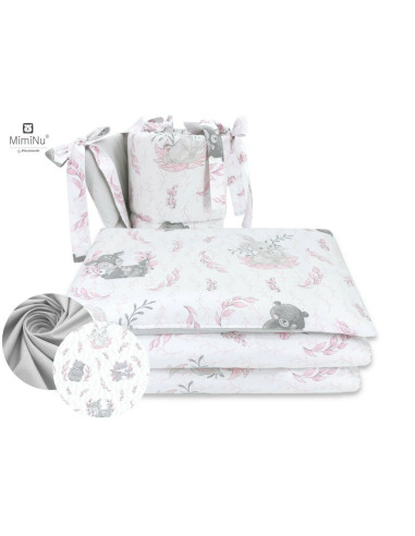 BN-6426972011280,MimiNu - Set lenjerie patut 5 piese, Cu pilota si perna, Din bumbac certificat Oeko Tex Standard 100, Pentru pa