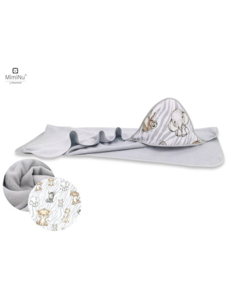 BN-6426972011310,MimiNu - Prosop mare cu gluga, Dimensiune 100x100 cm, Din bumbac si thermo fleece, Materiale certificate Oeko T