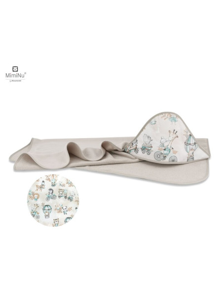 BN-6426972011440,MimiNu - Prosop mare cu gluga, Dimensiune 100x100 cm, Din bumbac si thermo fleece, Materiale certificate Oeko T