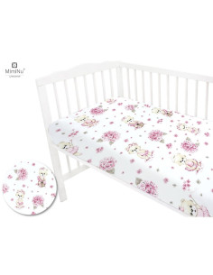 BN-6426972011563,MimiNu - Cearceaf cu elastic pentru patut 120X60 cm, Din bumbac certificat Oeko Tex Standard 100, Design, Pink  2