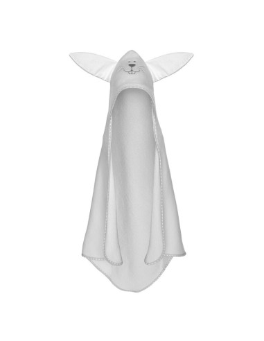 BN-BOC0121,Qmini - Prosop cu gluga cu urechi, Din bumbac, Dimensiune mare 80x80 cm, Gray Rabbit