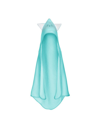 BN-BOC0120,Qmini - Prosop cu gluga cu urechi, Din bumbac, Dimensiune mare 80x80 cm, Aqua Cat